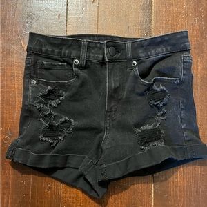 Aero black distressed shorts
